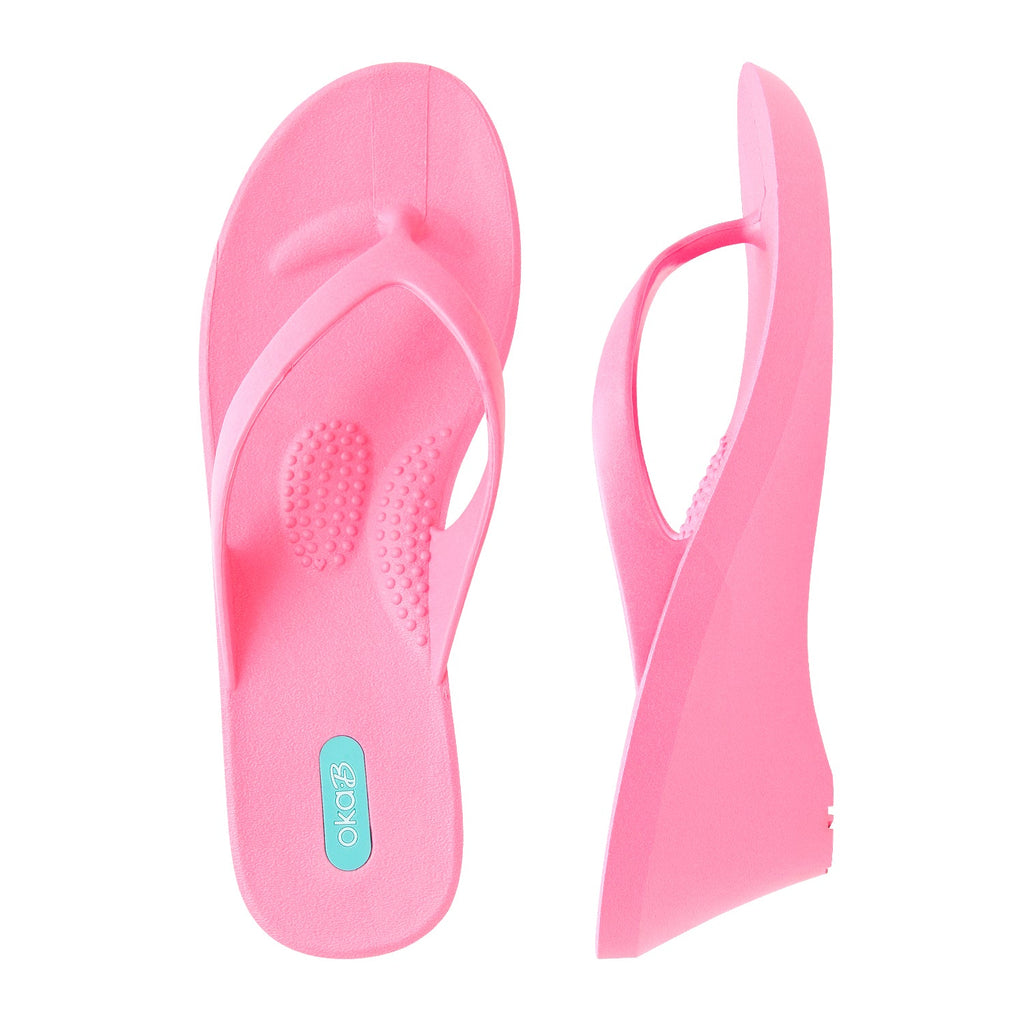 Kylie Wedge Flip Flops - Electric Pink - Oka-B
