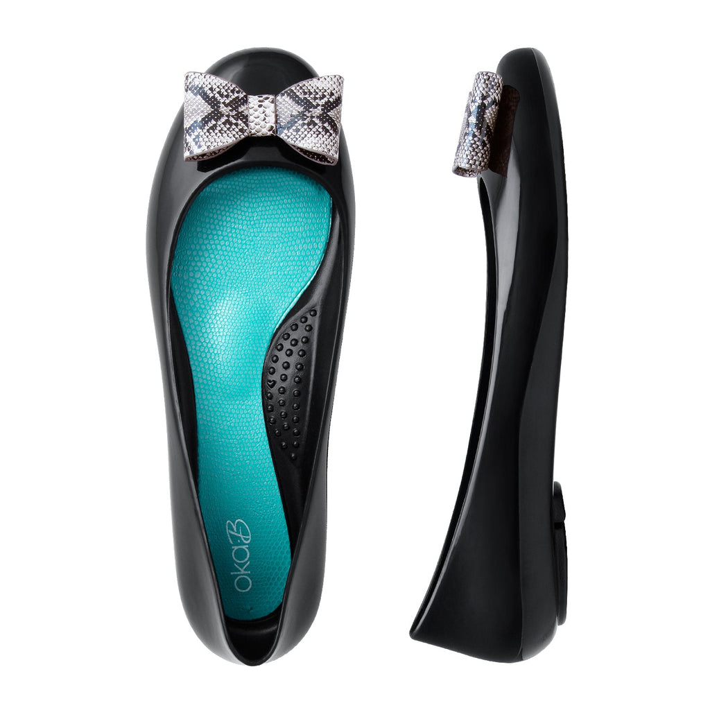 Clea Shiny Ballet Flats - Licorice - Oka - B