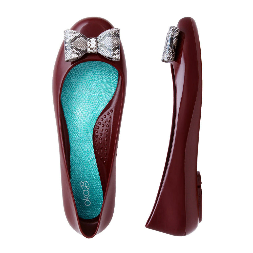 Clea Shiny Ballet Flats - Port - Oka - B