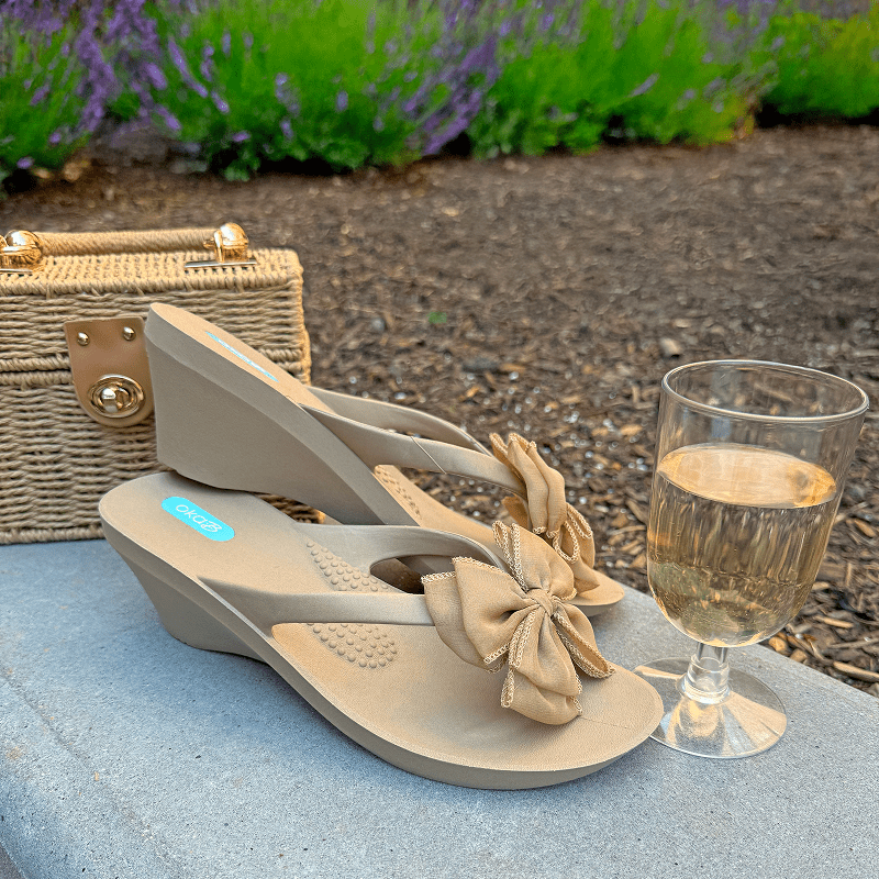 Evelyn Wedge Flip Flops - Chai - Oka - B