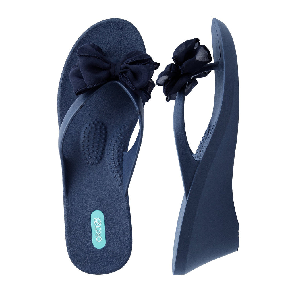 Evelyn Wedge Flip Flops - Sapphire - Oka - B