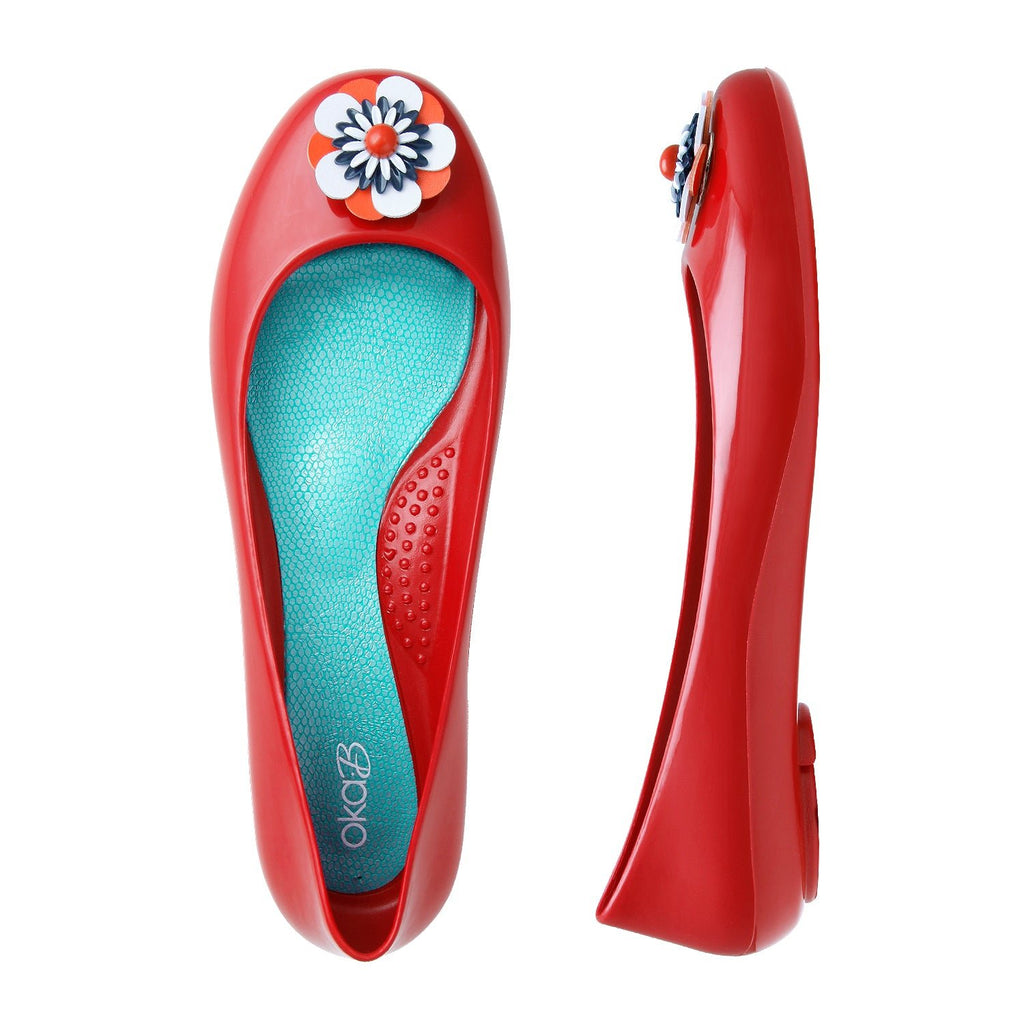 Nanette Shiny Ballet Flats - Cherry - Oka - B