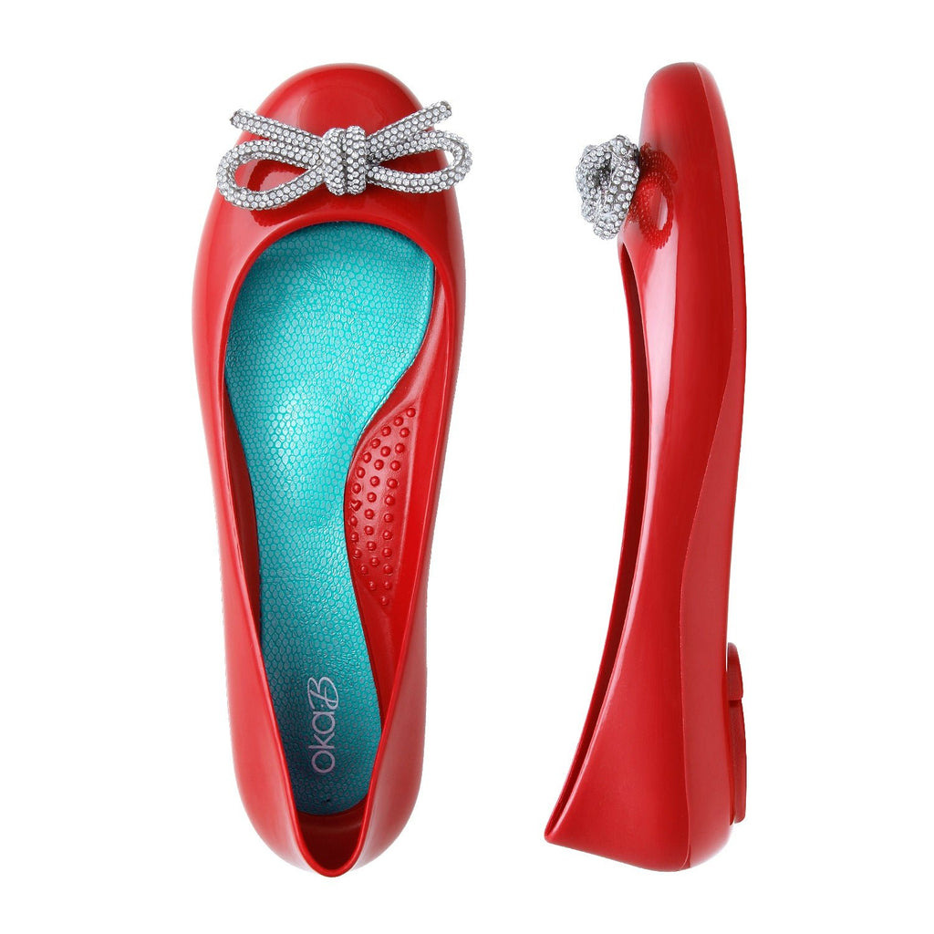 Scarlett Shiny Ballet Flats - Cherry - Oka - B