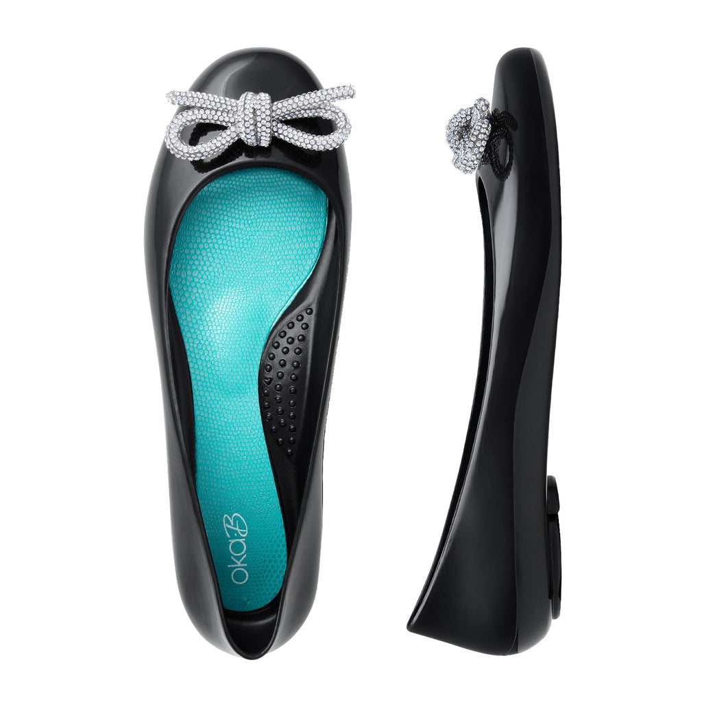 Scarlett Shiny Ballet Flats - Licorice - Oka - B