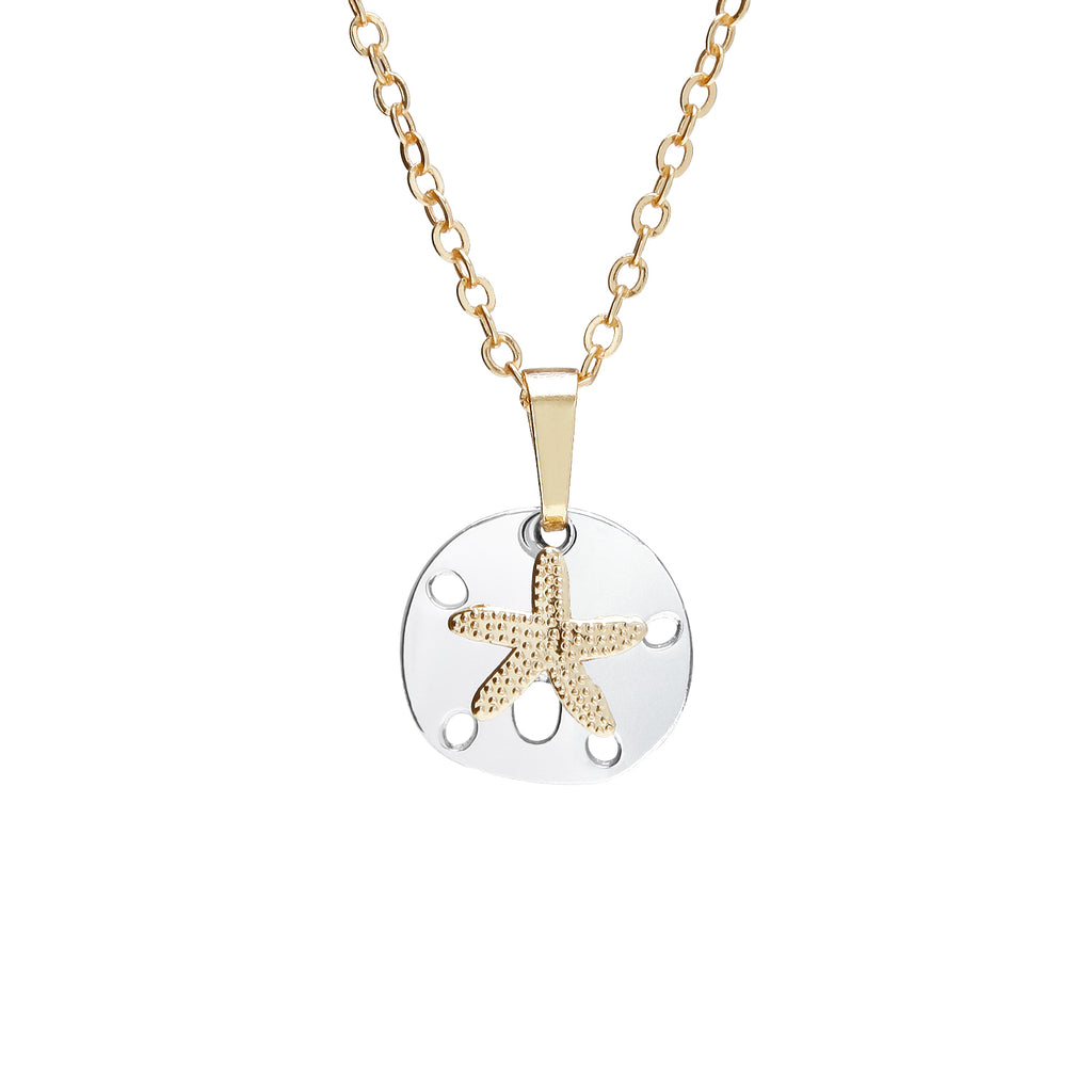 Silver & Gold Sand Dollar Necklace - Oka-B