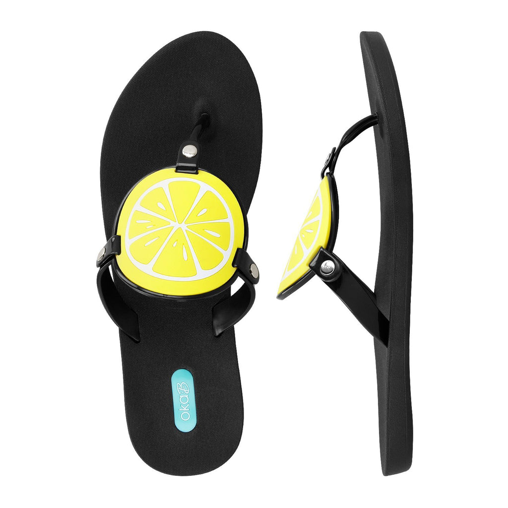 Solara Flip Flops - Licorice/Lemon - Oka-B