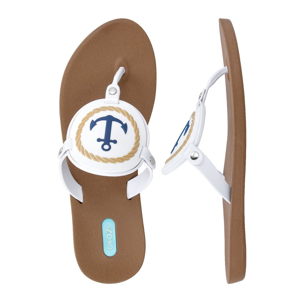 Solara Flip Flops - Toffee/Anchor - Oka-B