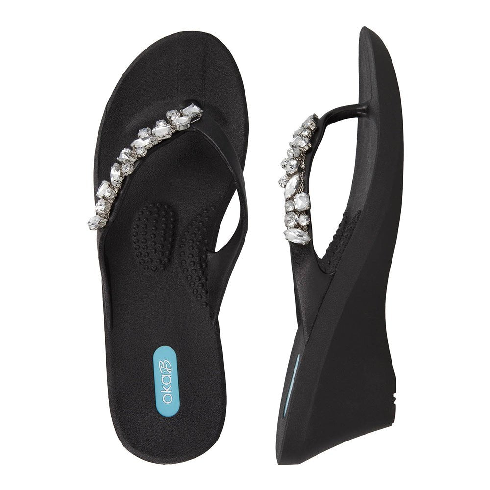 Alexa Wedge Flip Flops - Licorice - Oka-B