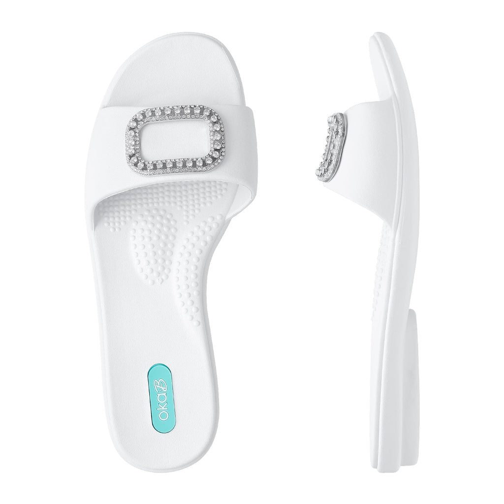 Amelie Slide Sandals - Salt - Oka-B