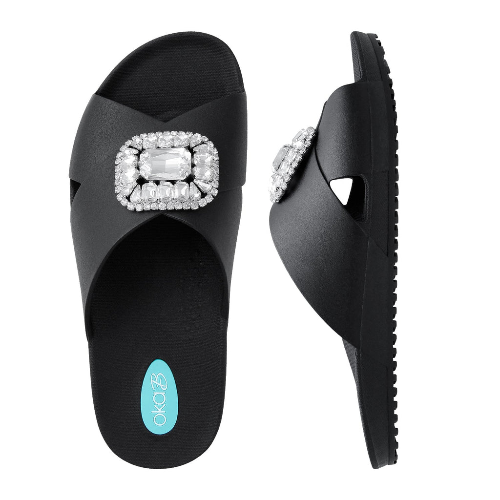 Billie Unisex Slide Sandals - Licorice - Oka-B