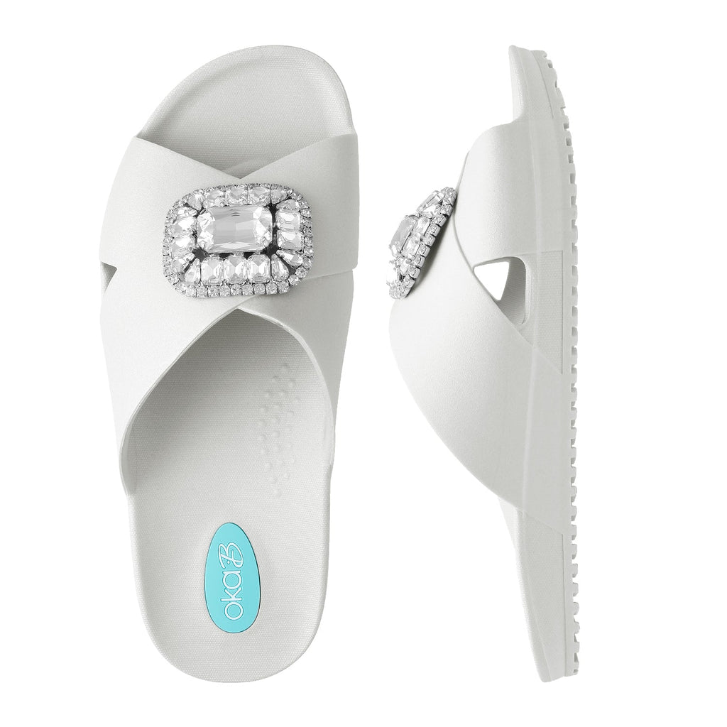 Billie Unisex Slide Sandals - Pearl - Oka-B