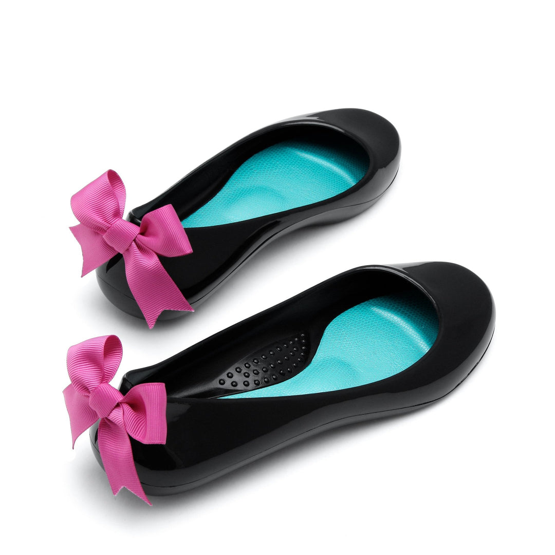 Bow Ballet Flats, Shiny Licorice Shoe Oka-B