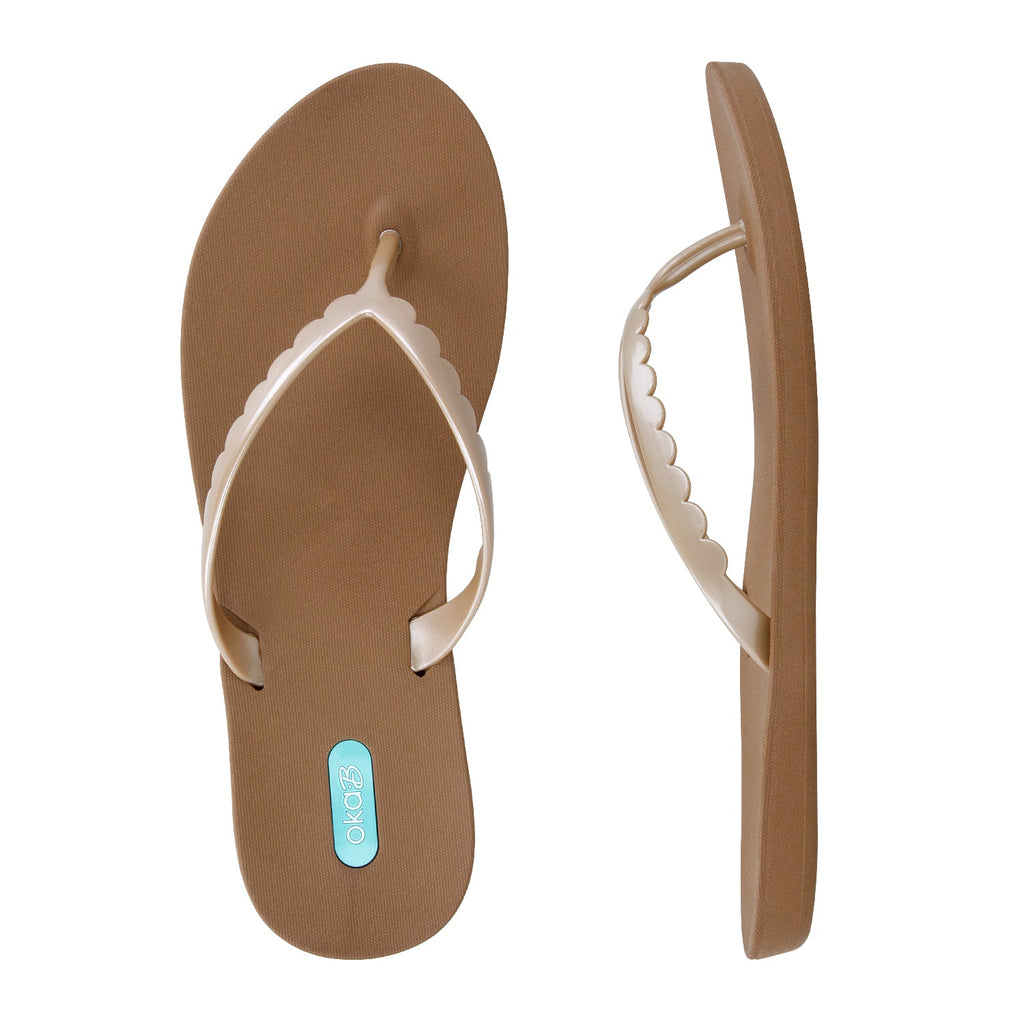 Bristol Flip Flops - Toffee/Aged Gold - Oka-B