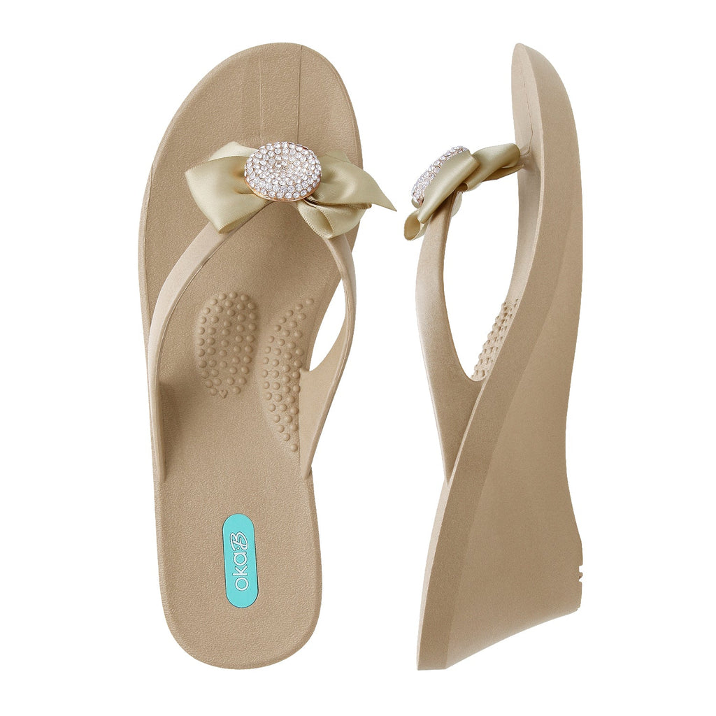 Oka-B Women's Kana Wedge Flip Flop Sandals, Licorice, 7-8