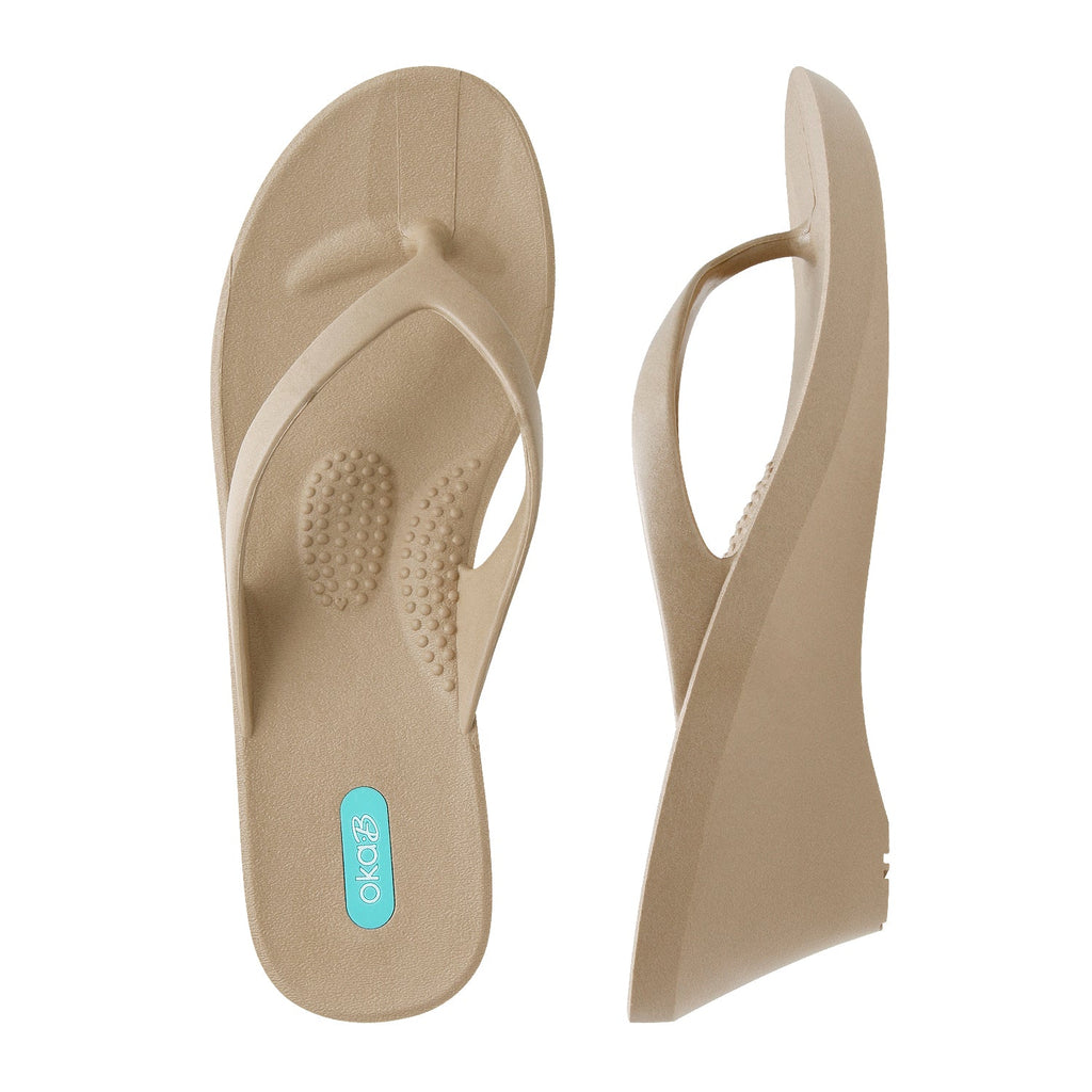 Kylie Wedge Flip Flops - Chai - Oka-B