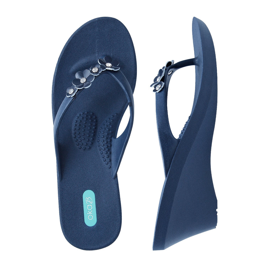 Margot Wedge Flip Flops - Sapphire - Oka-B