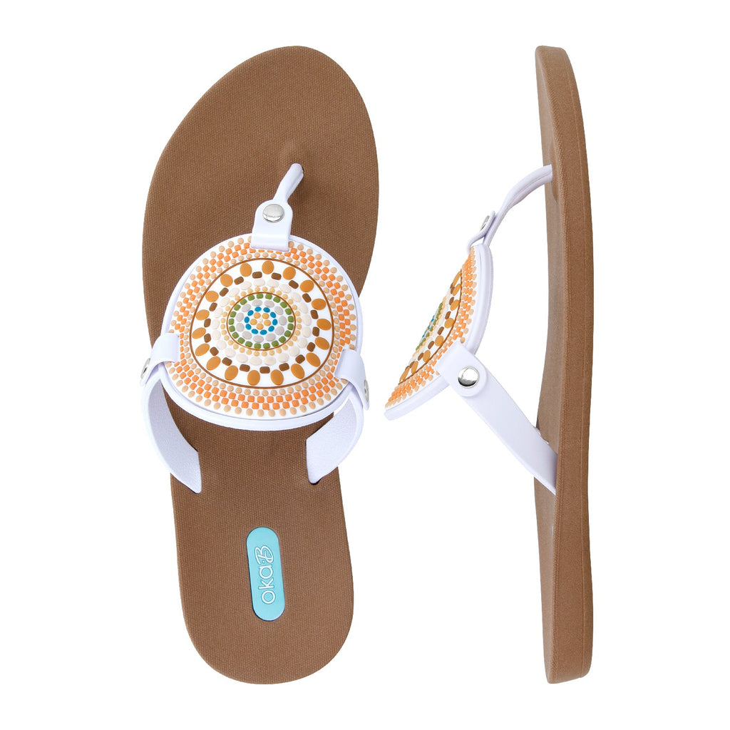 Solara Flip Flops - Toffee/Beige Mandala - Oka-B